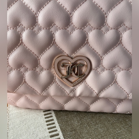 Juicy Couture Powder Pink Quilted Heart Bag Flawless Flap  Shoulder Bag - Picture 2 of 6